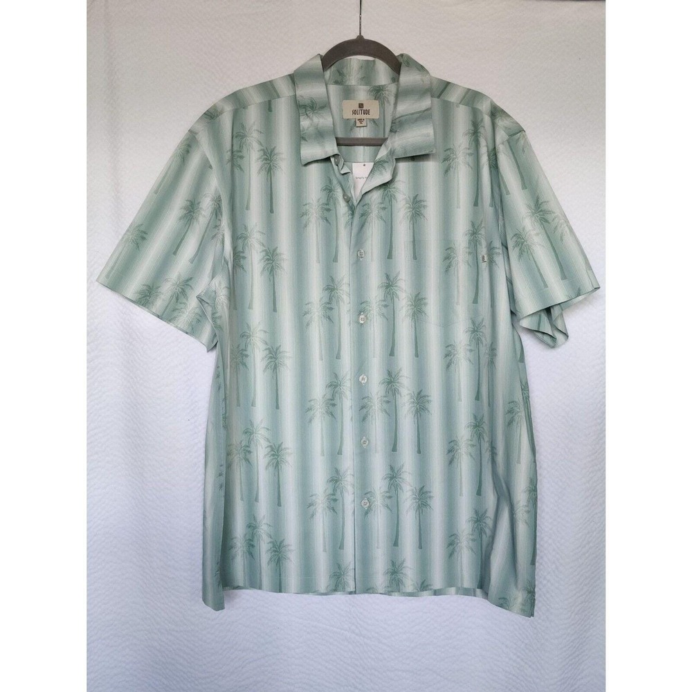 Solitude Green White Palm Tree Short Sleeve Button Down, Sz. XL‎